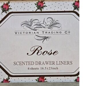 Victorian Trading Co Rose Scented Drawer Liners 6 Sheets Floral Dot 16.5x23